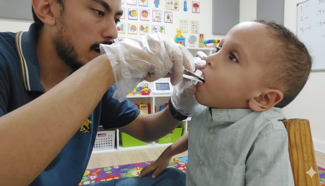 صورة من جلسة التكامل الحسي بمركز صوت الطفل